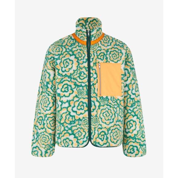Sundae School x Paulo Pastel Broccoli Sherpa Fleece Zip Up Jacket - S Green